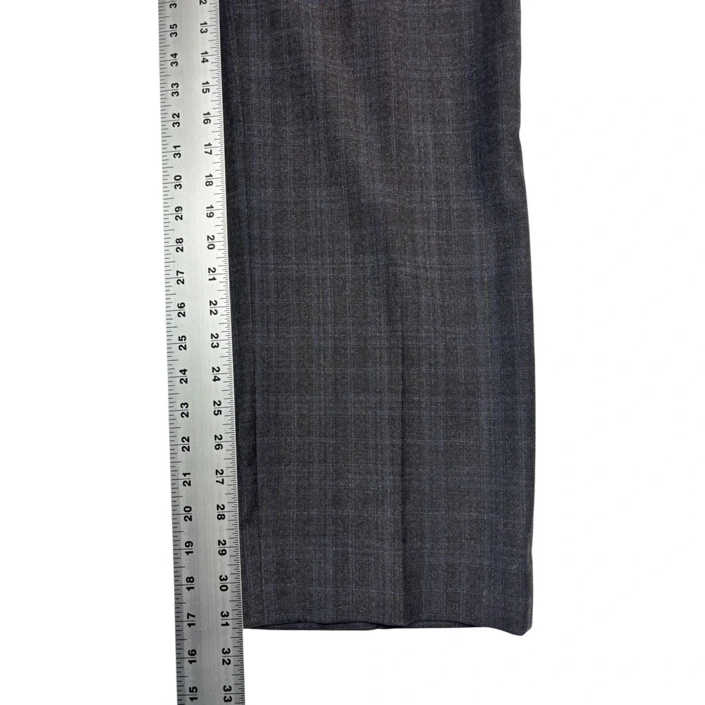Byron British Style 52 42R 35x31 Gray Blue Plaid 2pc Pant Suit Flannel Wool